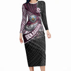 Manly Warringah Sea Eagles Rugby Mascot Long Sleeve Bodycon Dress Tribal Polynesian Power Art - Lightning Mascot