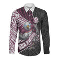 Manly Warringah Sea Eagles Rugby Mascot Long Sleeve Button Shirt Tribal Polynesian Power Art - Lightning Mascot