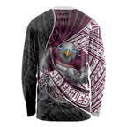 Manly Warringah Sea Eagles Rugby Mascot Long Sleeve Shirt Tribal Polynesian Power Art - Lightning Mascot