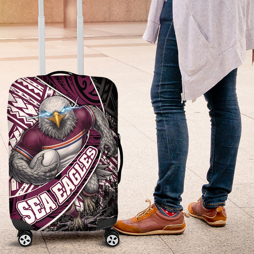 Manly Warringah Sea Eagles Rugby Mascot Luggage Cover Tribal Polynesian Power Art - Lightning Mascot