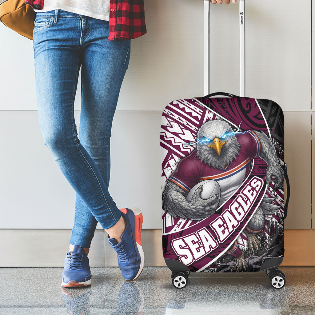 Manly Warringah Sea Eagles Rugby Mascot Luggage Cover Tribal Polynesian Power Art - Lightning Mascot