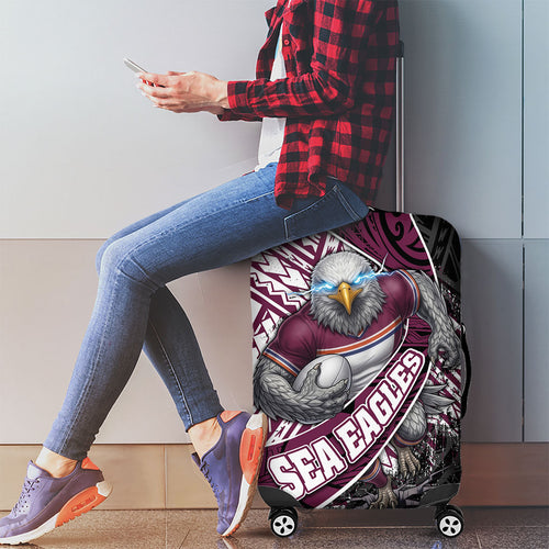 Manly Warringah Sea Eagles Rugby Mascot Luggage Cover Tribal Polynesian Power Art - Lightning Mascot