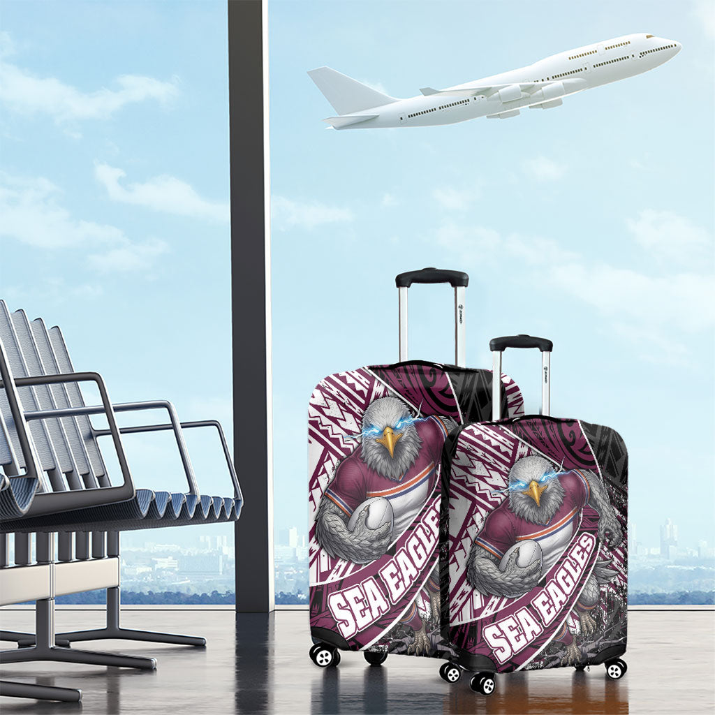 Manly Warringah Sea Eagles Rugby Mascot Luggage Cover Tribal Polynesian Power Art - Lightning Mascot