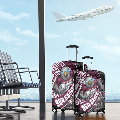 Manly Warringah Sea Eagles Rugby Mascot Luggage Cover Tribal Polynesian Power Art - Lightning Mascot
