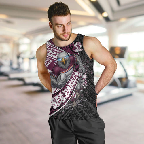 Manly Warringah Sea Eagles Rugby Mascot Men Tank Top Tribal Polynesian Power Art - Lightning Mascot