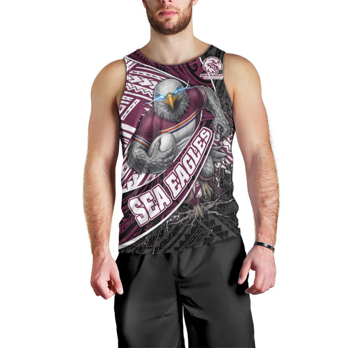 Manly Warringah Sea Eagles Rugby Mascot Men Tank Top Tribal Polynesian Power Art - Lightning Mascot