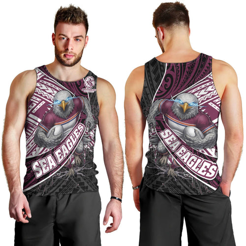 Manly Warringah Sea Eagles Rugby Mascot Men Tank Top Tribal Polynesian Power Art - Lightning Mascot