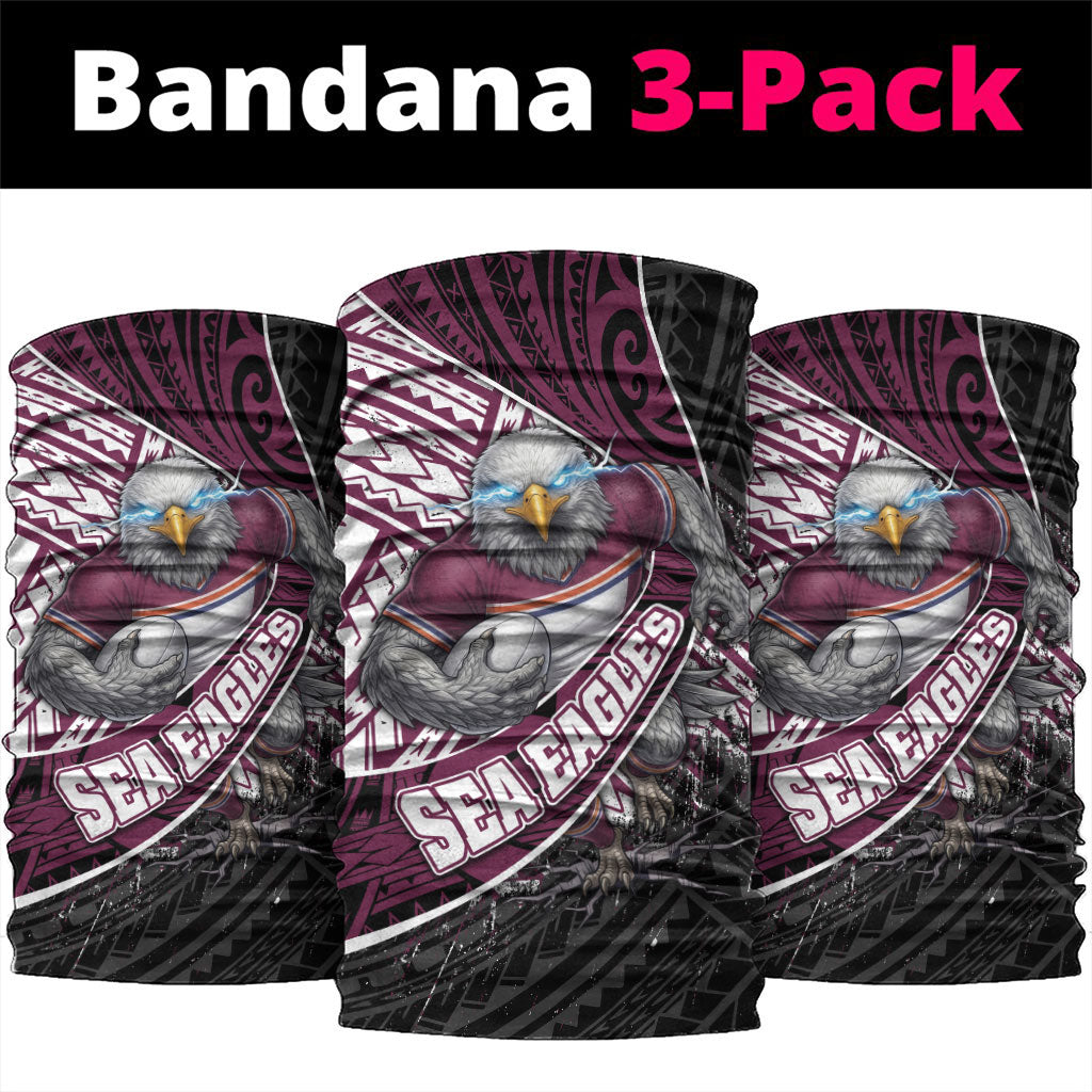 Manly Warringah Sea Eagles Rugby Mascot Neck Gaiter Tribal Polynesian Power Art - Lightning Mascot