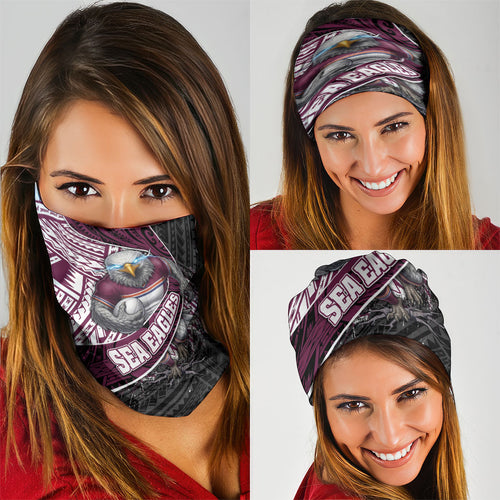 Manly Warringah Sea Eagles Rugby Mascot Neck Gaiter Tribal Polynesian Power Art - Lightning Mascot