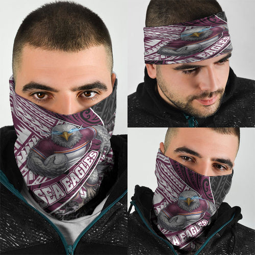 Manly Warringah Sea Eagles Rugby Mascot Neck Gaiter Tribal Polynesian Power Art - Lightning Mascot