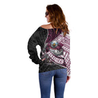 Manly Warringah Sea Eagles Rugby Mascot Off Shoulder Sweater Tribal Polynesian Power Art - Lightning Mascot
