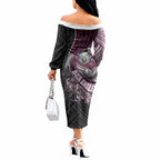 Manly Warringah Sea Eagles Rugby Mascot Off The Shoulder Long Sleeve Dress Tribal Polynesian Power Art - Lightning Mascot