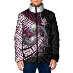 Manly Warringah Sea Eagles Rugby Mascot Padded Jacket Tribal Polynesian Power Art - Lightning Mascot
