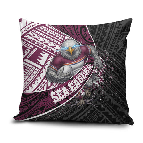 Manly Warringah Sea Eagles Rugby Mascot Pillow Cover Tribal Polynesian Power Art - Lightning Mascot