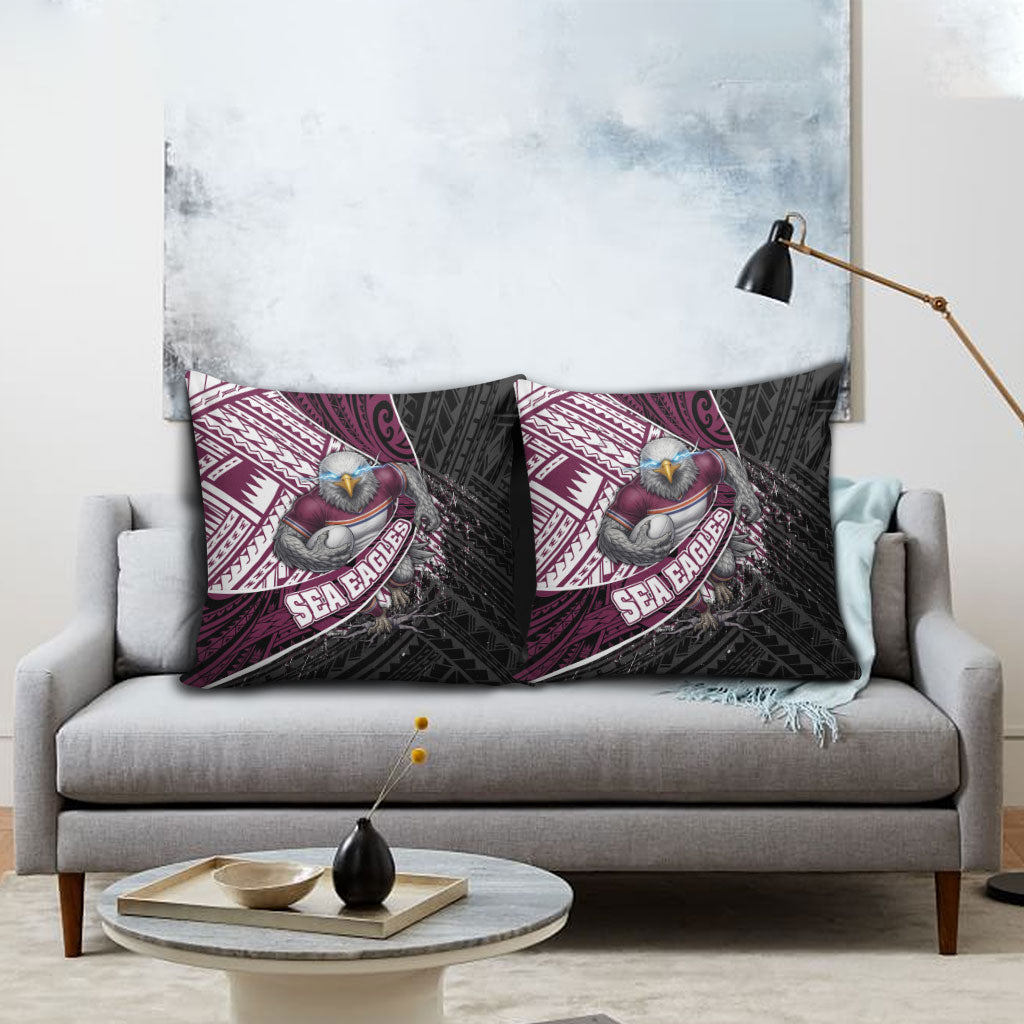 Manly Warringah Sea Eagles Rugby Mascot Pillow Cover Tribal Polynesian Power Art - Lightning Mascot
