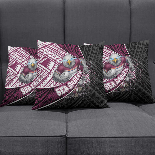 Manly Warringah Sea Eagles Rugby Mascot Pillow Cover Tribal Polynesian Power Art - Lightning Mascot