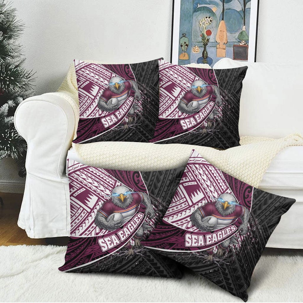 Manly Warringah Sea Eagles Rugby Mascot Pillow Cover Tribal Polynesian Power Art - Lightning Mascot