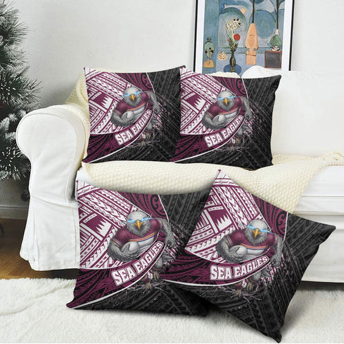 Manly Warringah Sea Eagles Rugby Mascot Pillow Cover Tribal Polynesian Power Art - Lightning Mascot