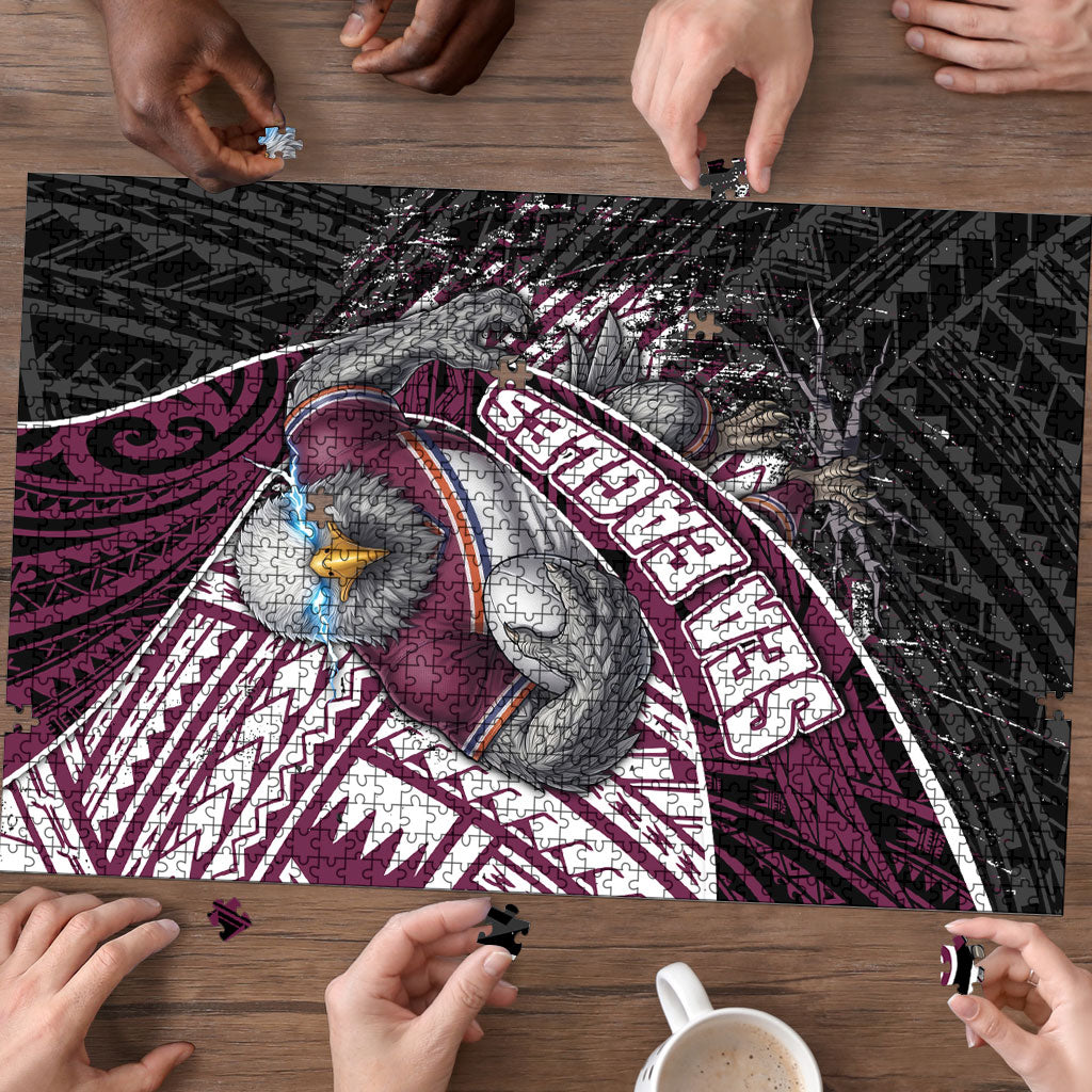 Manly Warringah Sea Eagles Rugby Mascot Puzzle Tribal Polynesian Power Art - Lightning Mascot