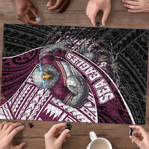 Manly Warringah Sea Eagles Rugby Mascot Puzzle Tribal Polynesian Power Art - Lightning Mascot