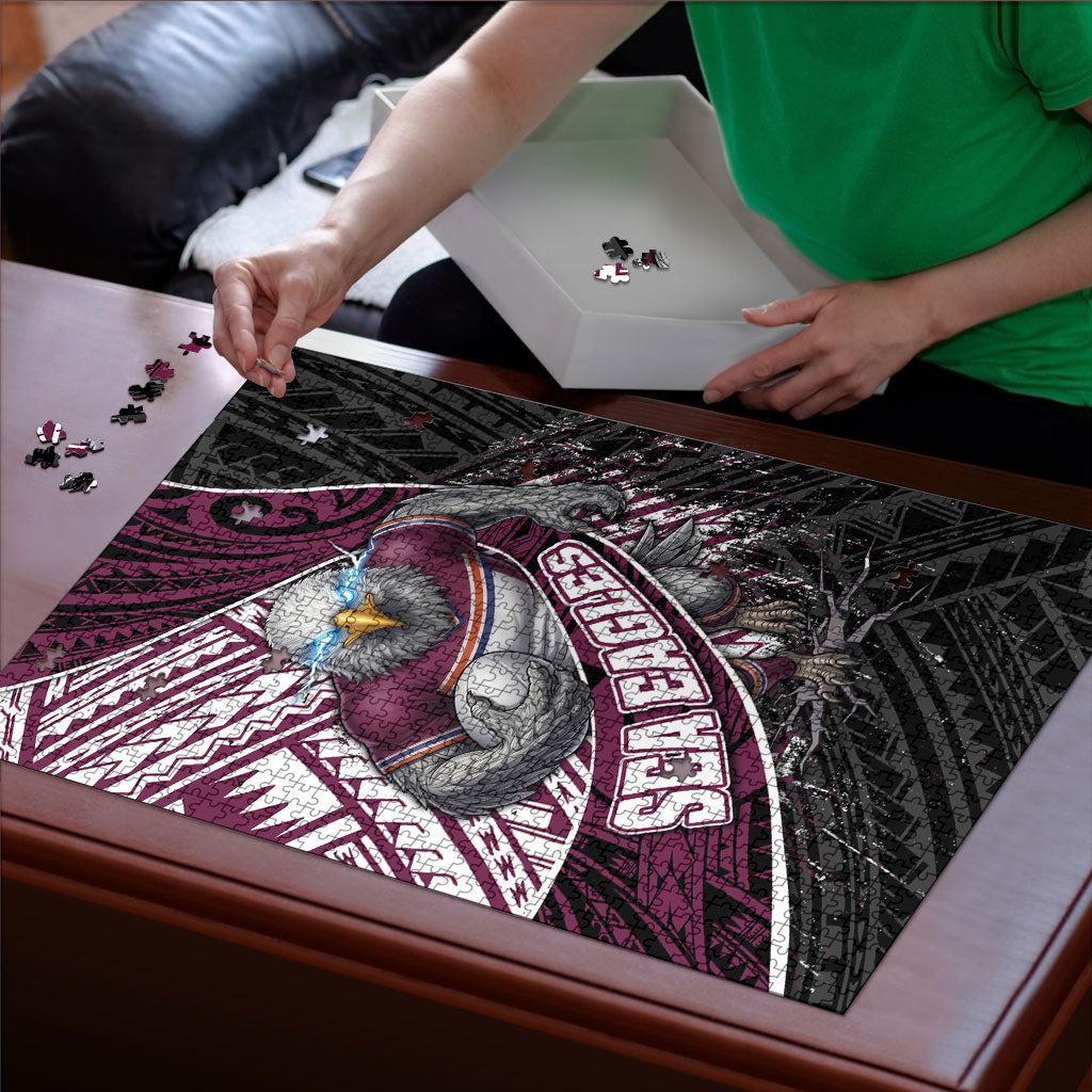 Manly Warringah Sea Eagles Rugby Mascot Puzzle Tribal Polynesian Power Art - Lightning Mascot