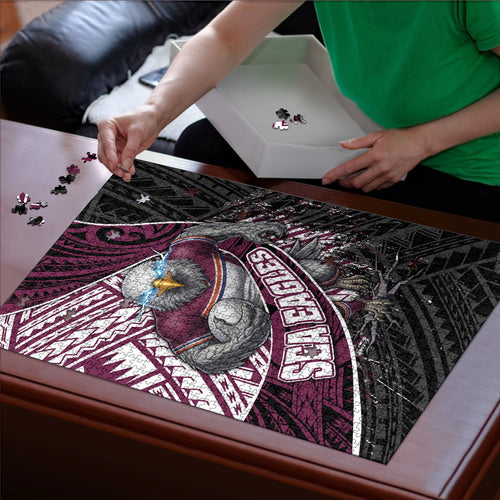 Manly Warringah Sea Eagles Rugby Mascot Puzzle Tribal Polynesian Power Art - Lightning Mascot