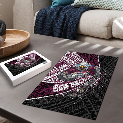 Manly Warringah Sea Eagles Rugby Mascot Puzzle Tribal Polynesian Power Art - Lightning Mascot