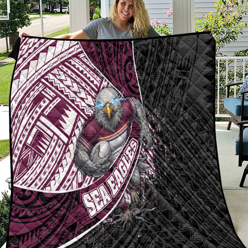Manly Warringah Sea Eagles Rugby Mascot Quilt Tribal Polynesian Power Art - Lightning Mascot