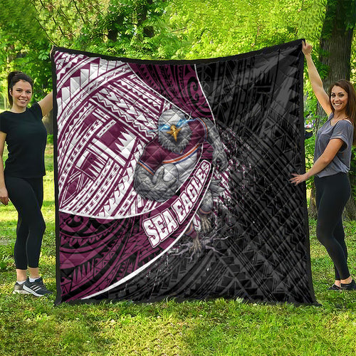 Manly Warringah Sea Eagles Rugby Mascot Quilt Tribal Polynesian Power Art - Lightning Mascot