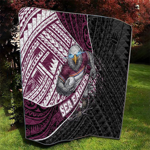 Manly Warringah Sea Eagles Rugby Mascot Quilt Tribal Polynesian Power Art - Lightning Mascot