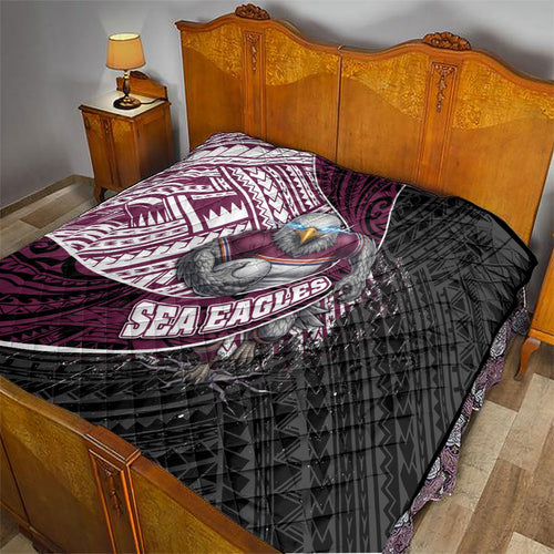 Manly Warringah Sea Eagles Rugby Mascot Quilt Tribal Polynesian Power Art - Lightning Mascot