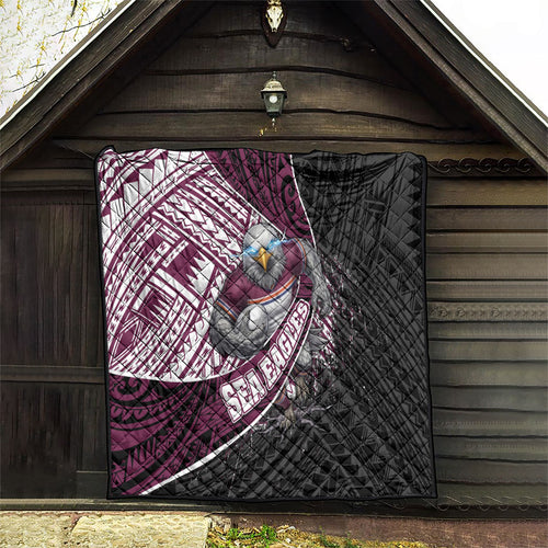 Manly Warringah Sea Eagles Rugby Mascot Quilt Tribal Polynesian Power Art - Lightning Mascot