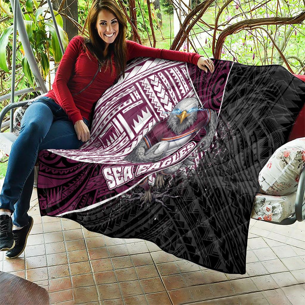 Manly Warringah Sea Eagles Rugby Mascot Quilt Tribal Polynesian Power Art - Lightning Mascot