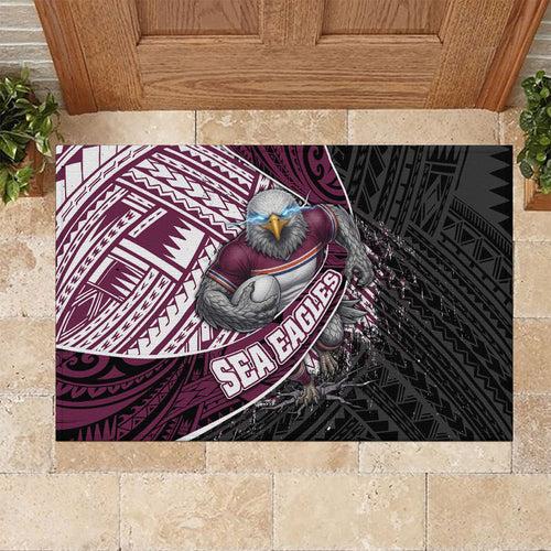 Manly Warringah Sea Eagles Rugby Mascot Rubber Doormat Tribal Polynesian Power Art - Lightning Mascot