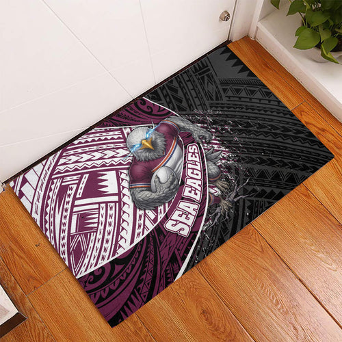 Manly Warringah Sea Eagles Rugby Mascot Rubber Doormat Tribal Polynesian Power Art - Lightning Mascot