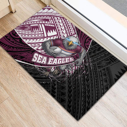 Manly Warringah Sea Eagles Rugby Mascot Rubber Doormat Tribal Polynesian Power Art - Lightning Mascot