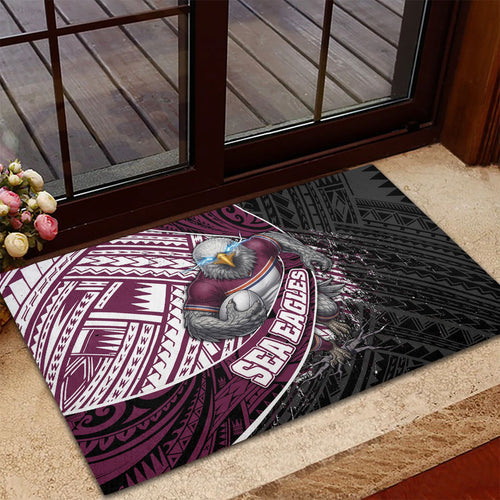 Manly Warringah Sea Eagles Rugby Mascot Rubber Doormat Tribal Polynesian Power Art - Lightning Mascot