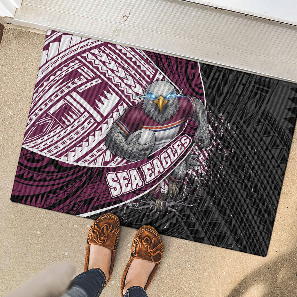 Manly Warringah Sea Eagles Rugby Mascot Rubber Doormat Tribal Polynesian Power Art - Lightning Mascot