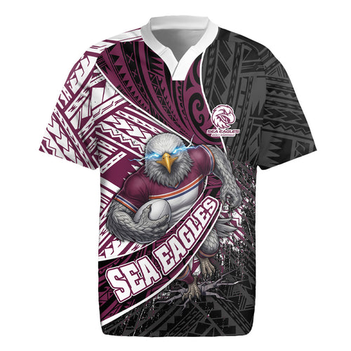 Manly Warringah Sea Eagles Rugby Mascot Rugby Jersey Tribal Polynesian Power Art - Lightning Mascot
