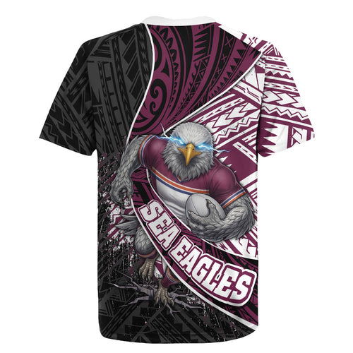Manly Warringah Sea Eagles Rugby Mascot Rugby Jersey Tribal Polynesian Power Art - Lightning Mascot