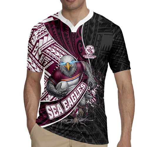 Manly Warringah Sea Eagles Rugby Mascot Rugby Jersey Tribal Polynesian Power Art - Lightning Mascot