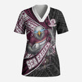 Manly Warringah Sea Eagles Rugby Mascot Scrub Top Tribal Polynesian Power Art - Lightning Mascot