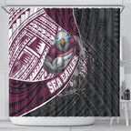 Manly Warringah Sea Eagles Rugby Mascot Shower Curtain Tribal Polynesian Power Art - Lightning Mascot