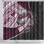Manly Warringah Sea Eagles Rugby Mascot Shower Curtain Tribal Polynesian Power Art - Lightning Mascot