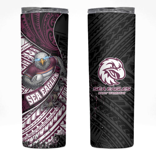 Manly Warringah Sea Eagles Rugby Mascot Skinny Tumbler Tribal Polynesian Power Art - Lightning Mascot
