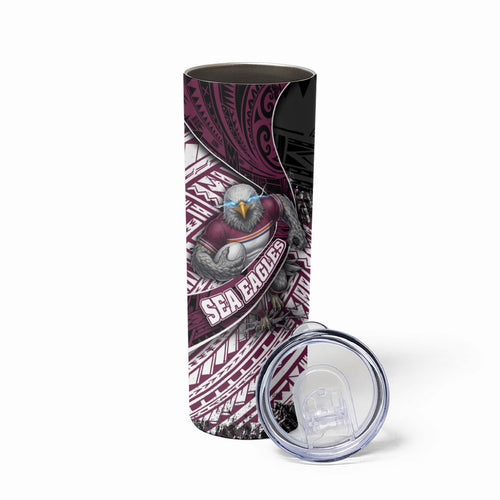 Manly Warringah Sea Eagles Rugby Mascot Skinny Tumbler Tribal Polynesian Power Art - Lightning Mascot