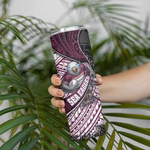 Manly Warringah Sea Eagles Rugby Mascot Skinny Tumbler Tribal Polynesian Power Art - Lightning Mascot