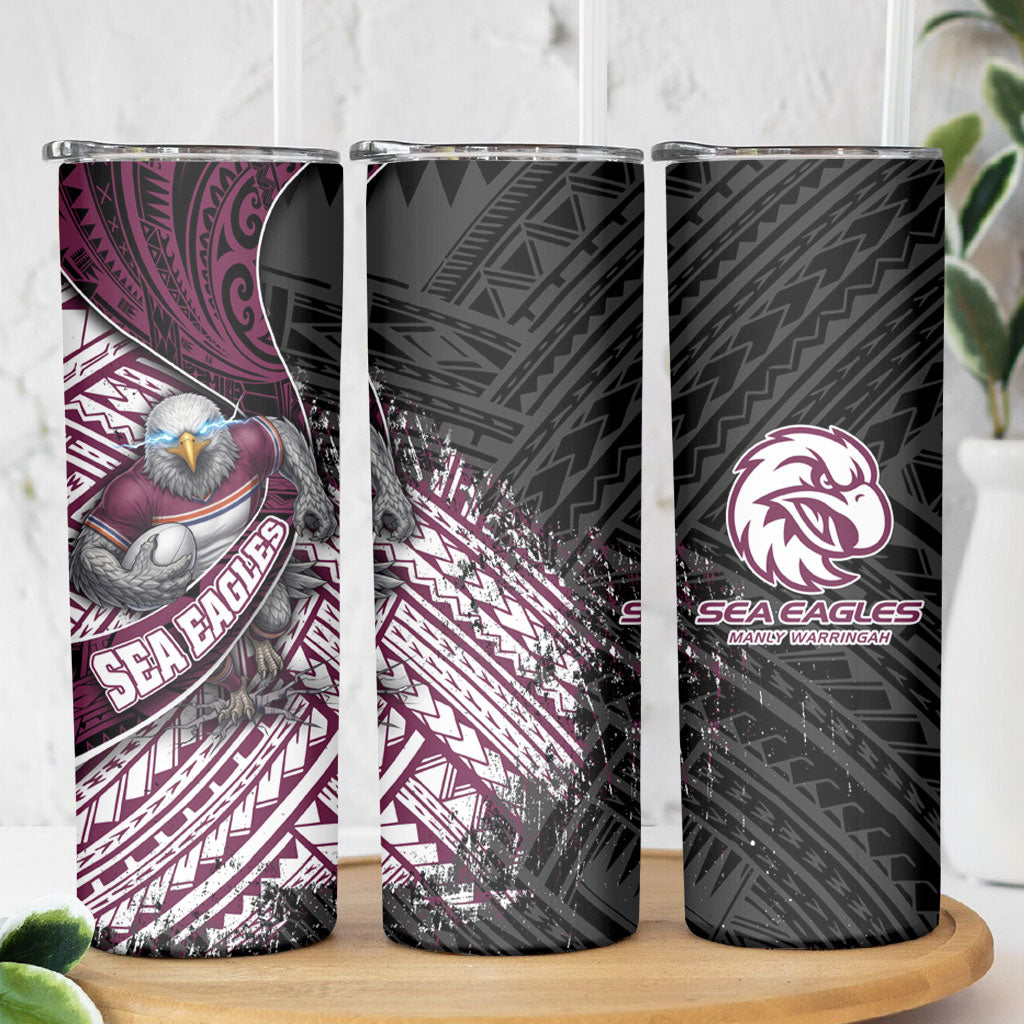 Manly Warringah Sea Eagles Rugby Mascot Skinny Tumbler Tribal Polynesian Power Art - Lightning Mascot