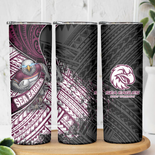 Manly Warringah Sea Eagles Rugby Mascot Skinny Tumbler Tribal Polynesian Power Art - Lightning Mascot