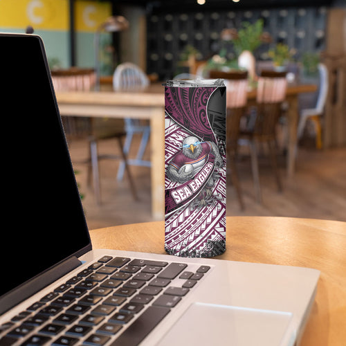 Manly Warringah Sea Eagles Rugby Mascot Skinny Tumbler Tribal Polynesian Power Art - Lightning Mascot